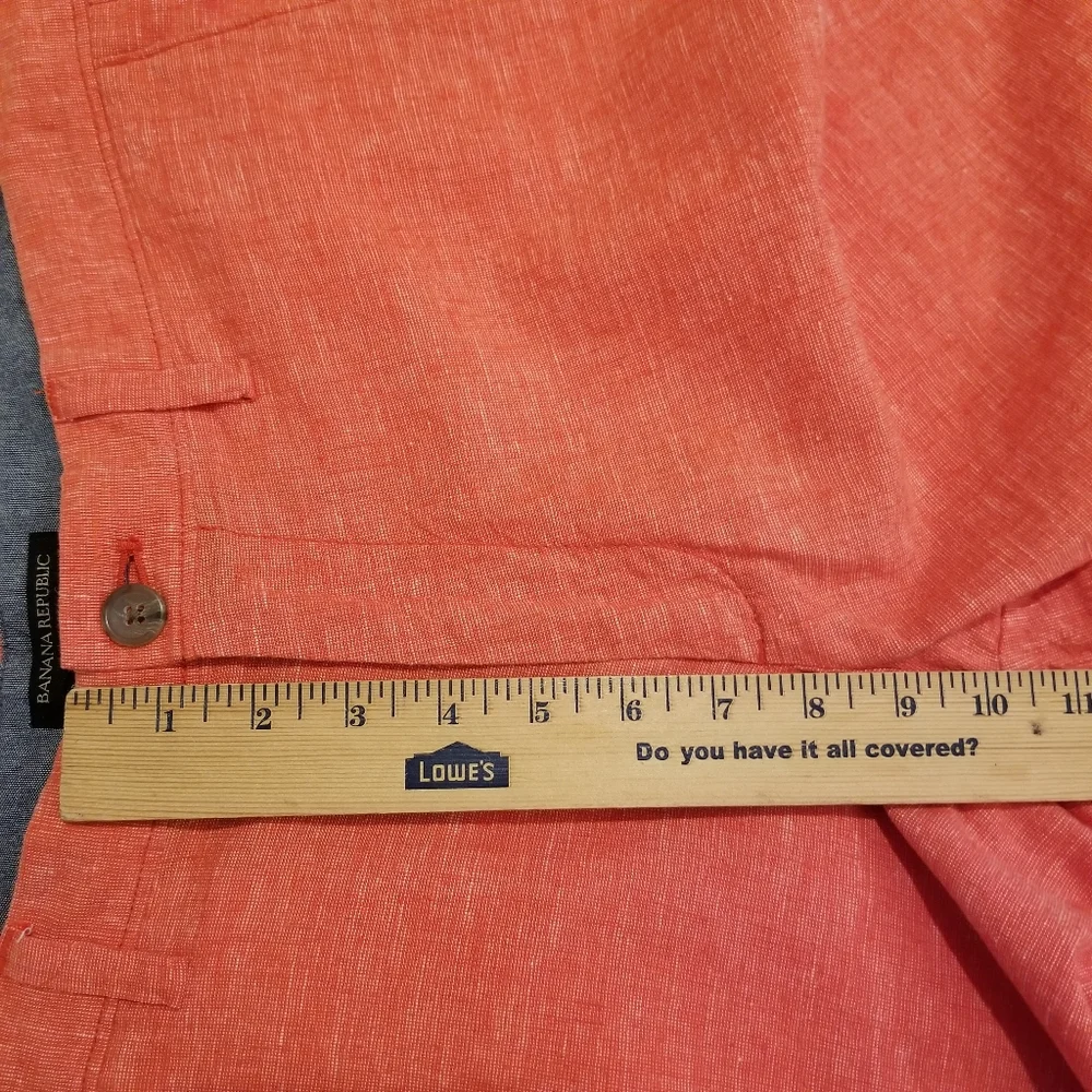 Banana Republic Shorts Men's 32 Linen Cotton Coral Orange Flat Front Casual - Picture 4 of 7